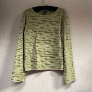 TSD Two Star Dog Women's Medium Long Sleeve Pullover Sweater in Textured Green